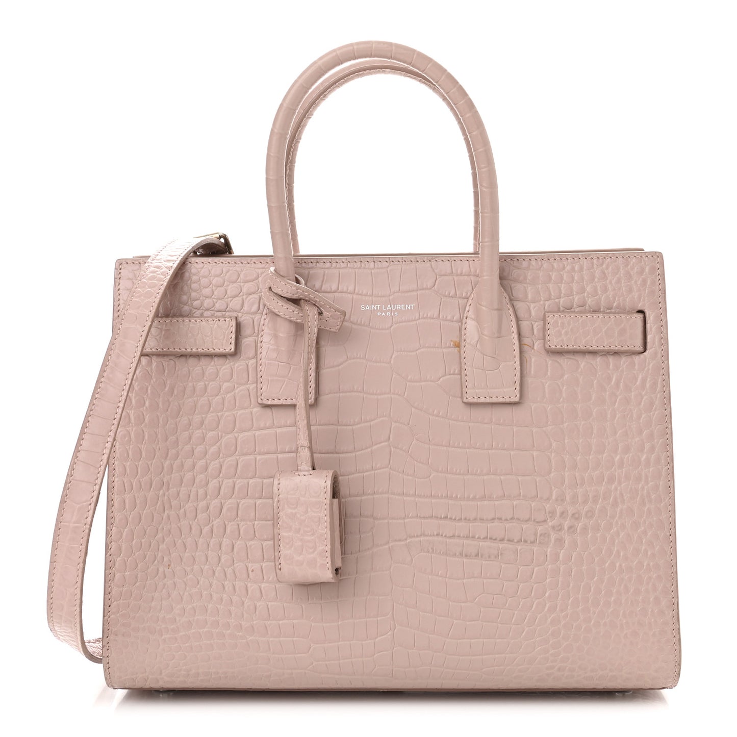 Calfskin Crocodile Embossed Baby Sac De Jour Rose Antic