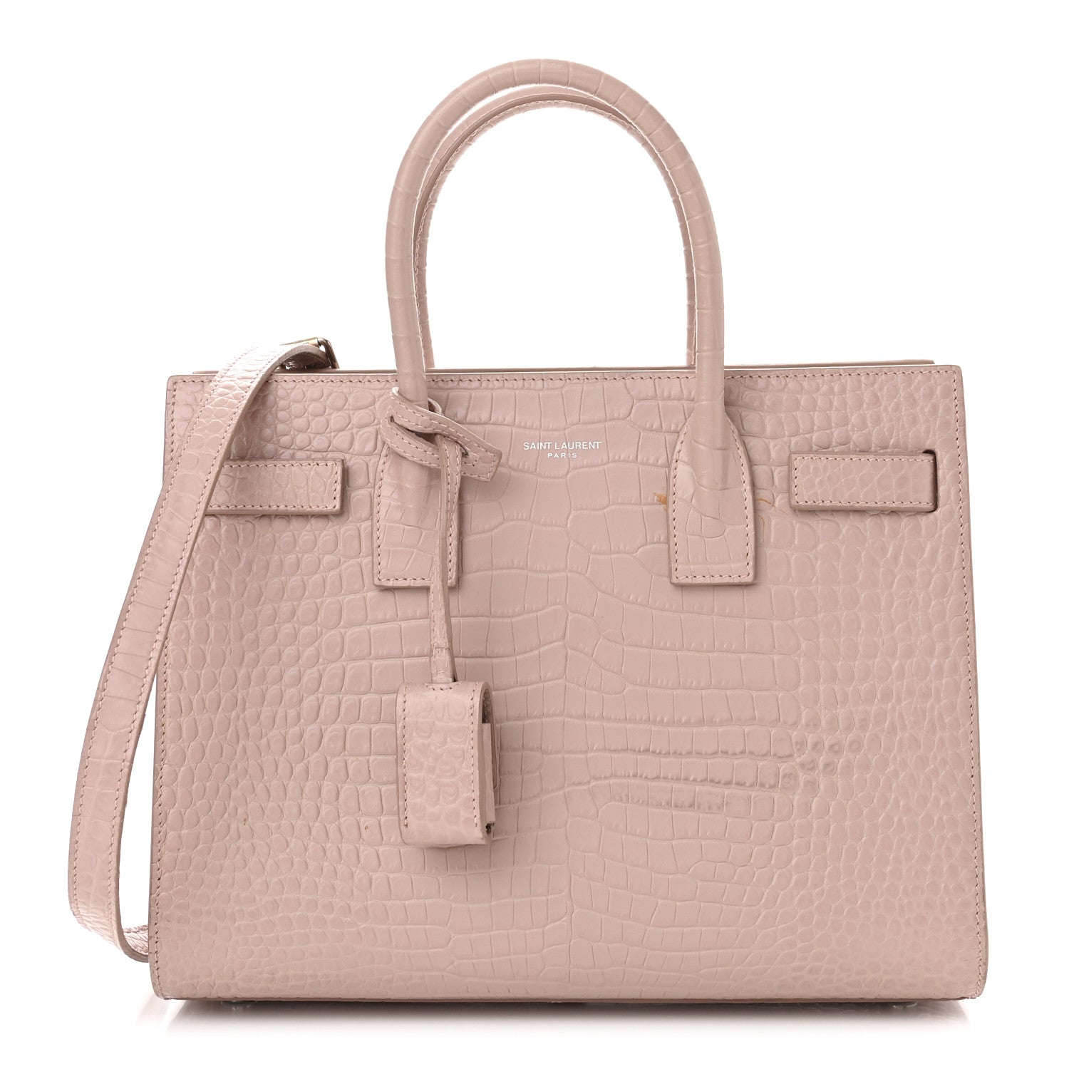 Saint Laurent Calfskin Crocodile Embossed Baby Sac De Jour Rose Antic 3 of 18