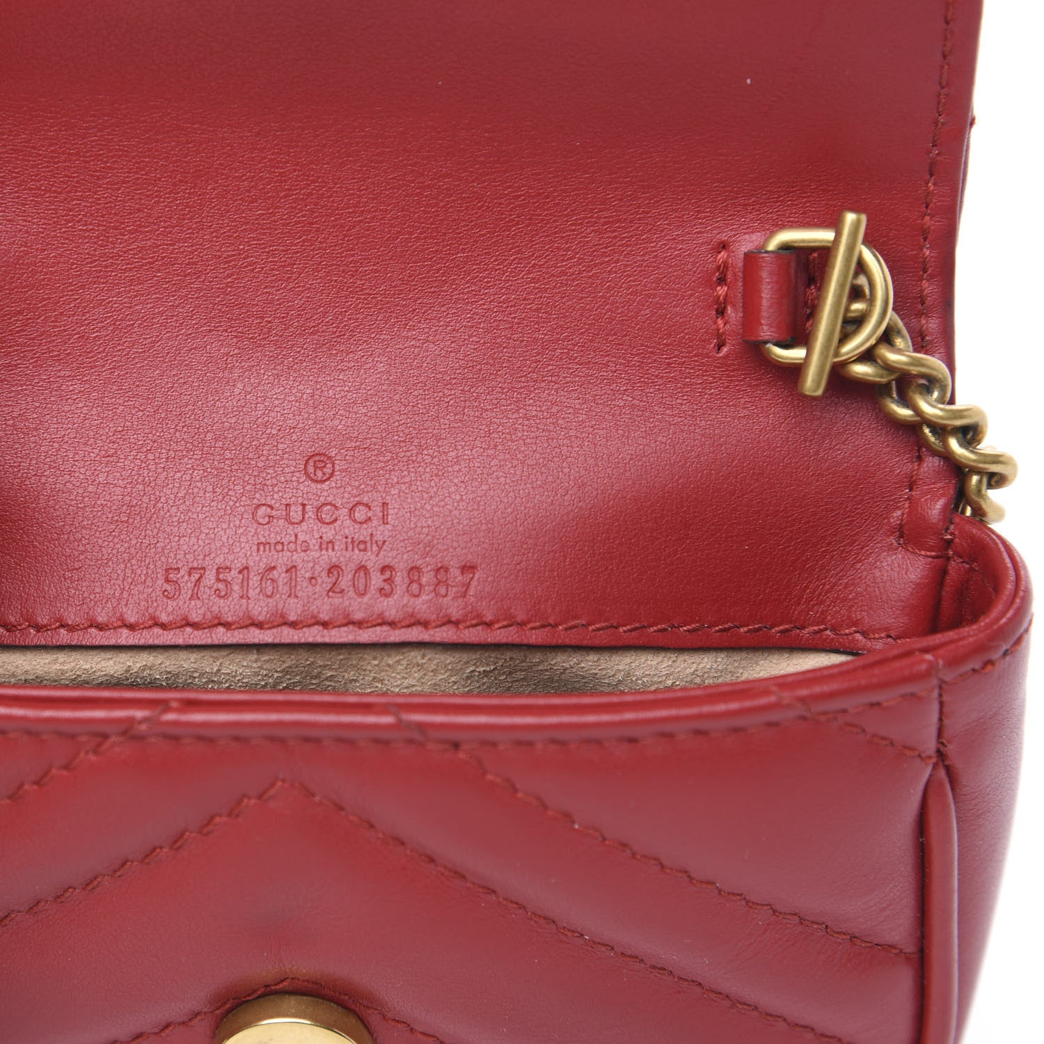 Gucci Calfskin Matelasse GG Marmont 2.0 Coin Purse On A Chain Hibiscus Red 5 of 10