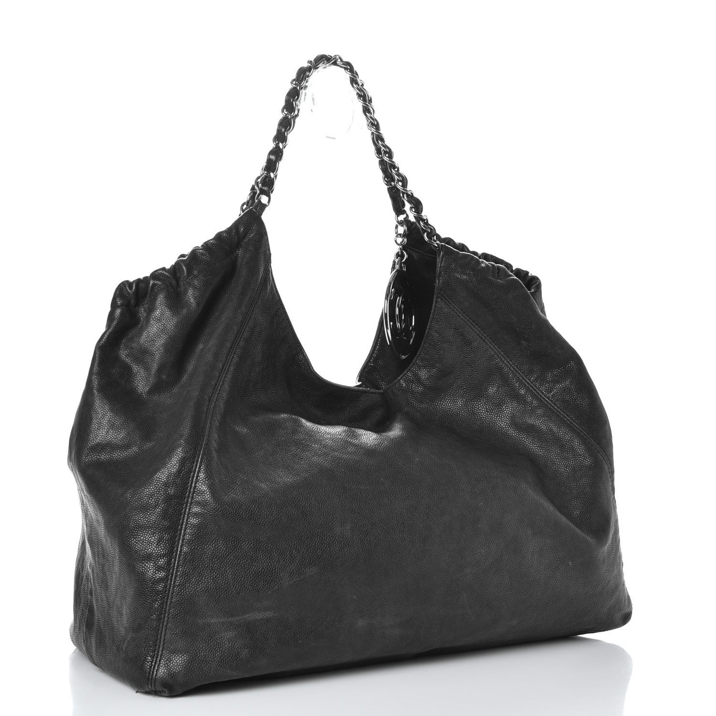 Distressed Caviar XL Coco Cabas Black