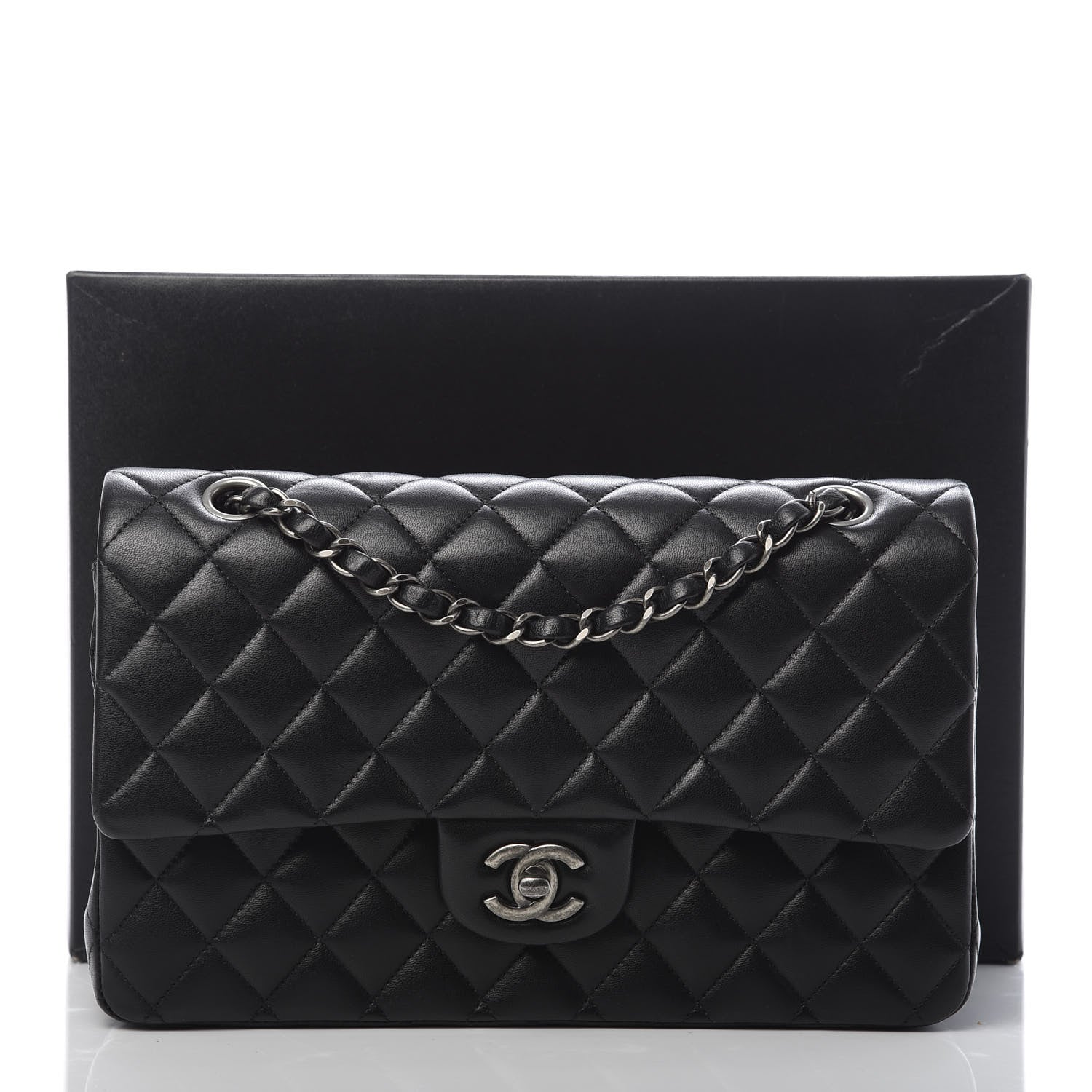 Chanel Lambskin Quilted Medium Double Flap Black 13 of 13