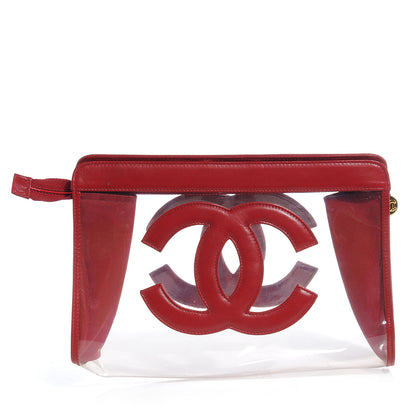 Chanel Vinyl CC Logo Cosmetic Pouch Red 1 of 9