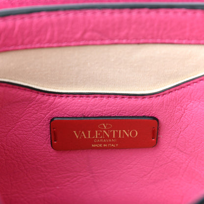 Valentino Garavani Pebbled Calfskin Rockstud Bow Top Handle Bag Pink Orchid 6 of 9