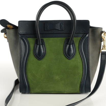 Celine Nubuck Smooth Calfskin Nano Tri-Color Luggage Green 10 of 10