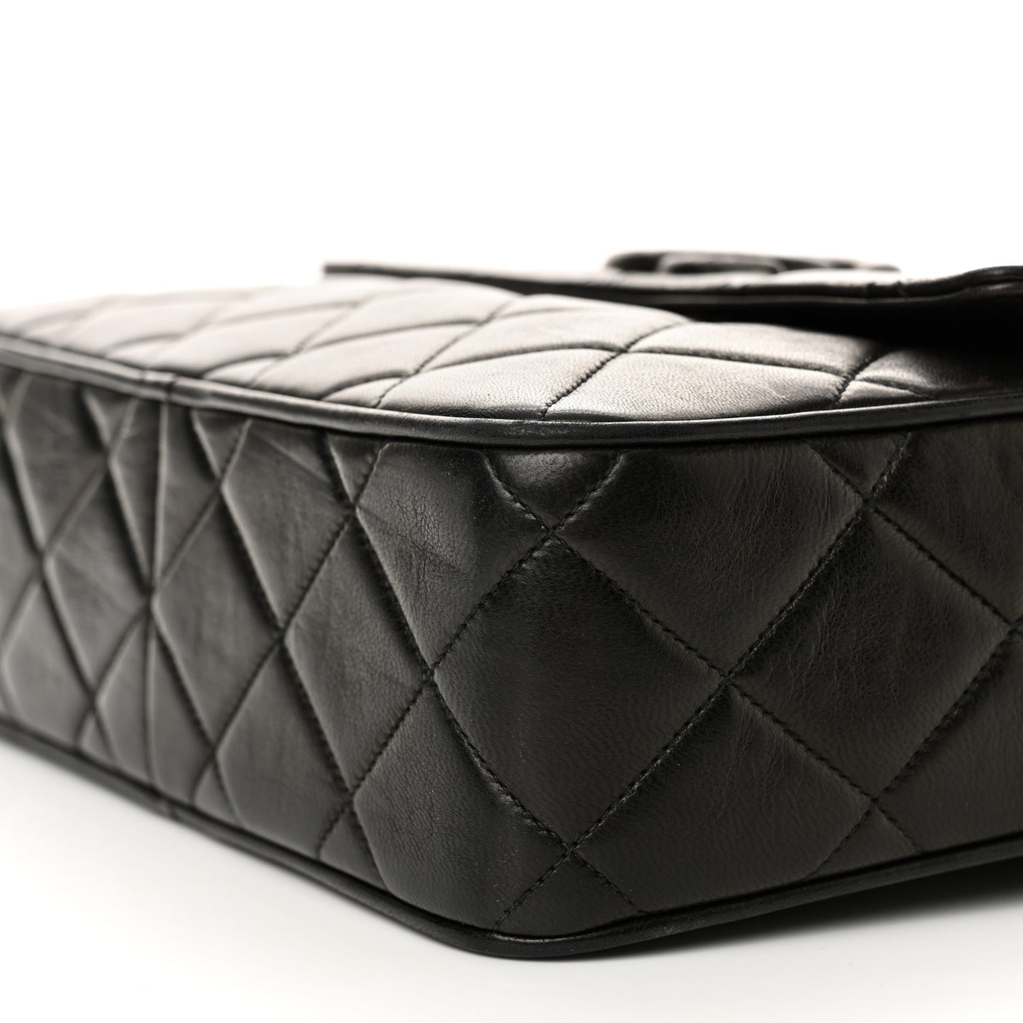 Lambskin Quilted Tassel Flap Camera Case Black