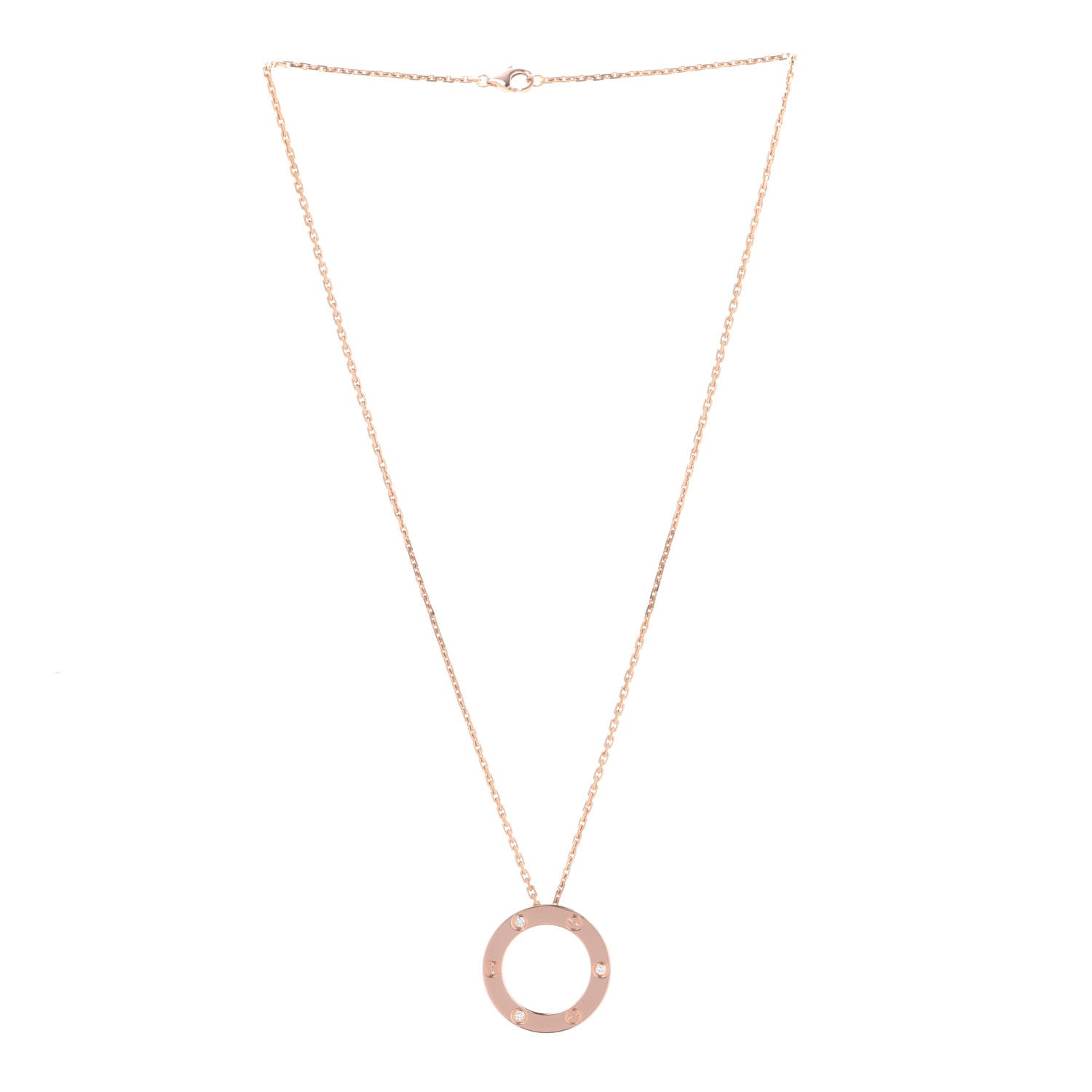 Cartier 18K Pink Gold 3 Diamonds LOVE Pendant Necklace 3 of 8