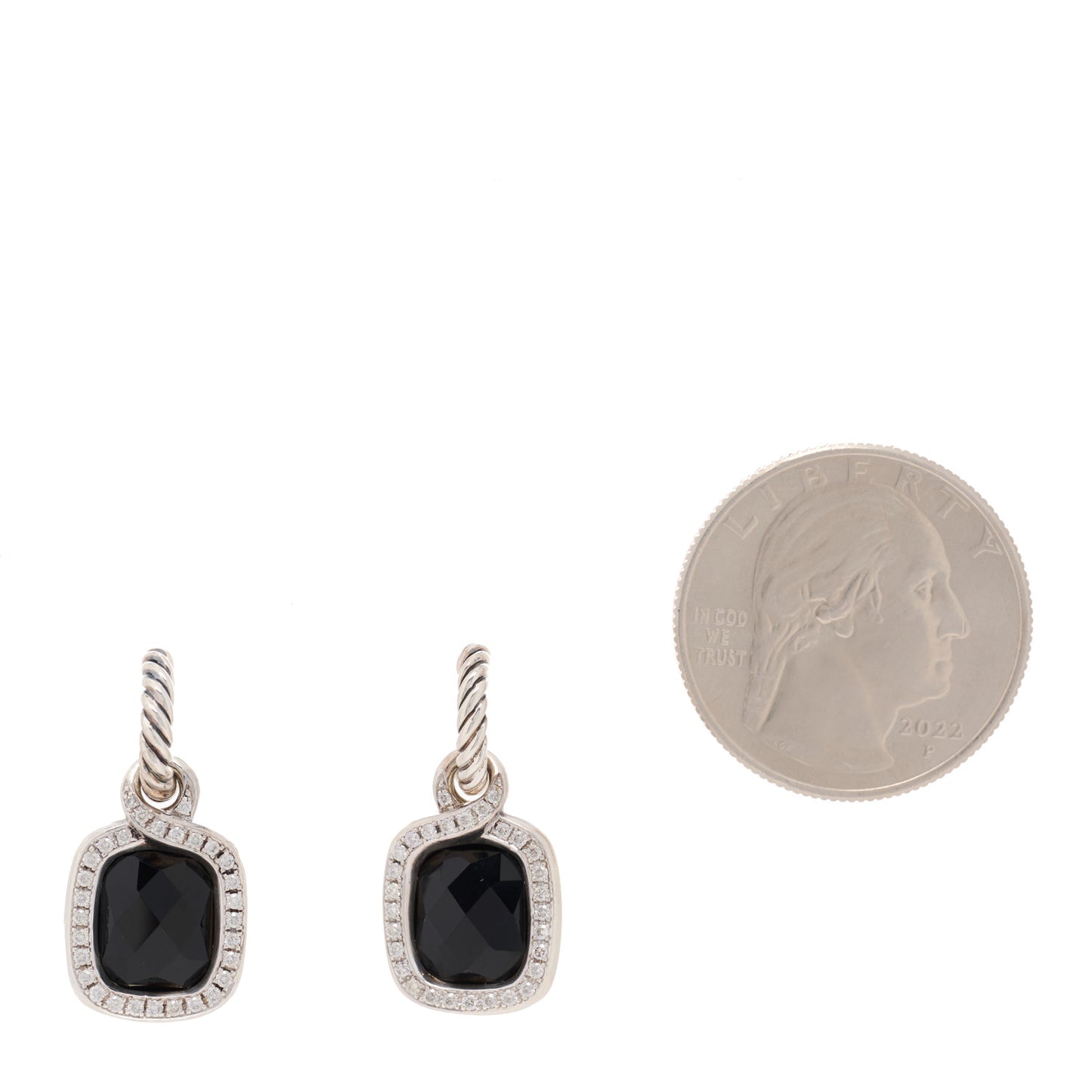 Sterling Silver Diamond Black Onyx Labyrinth Drop Earrings