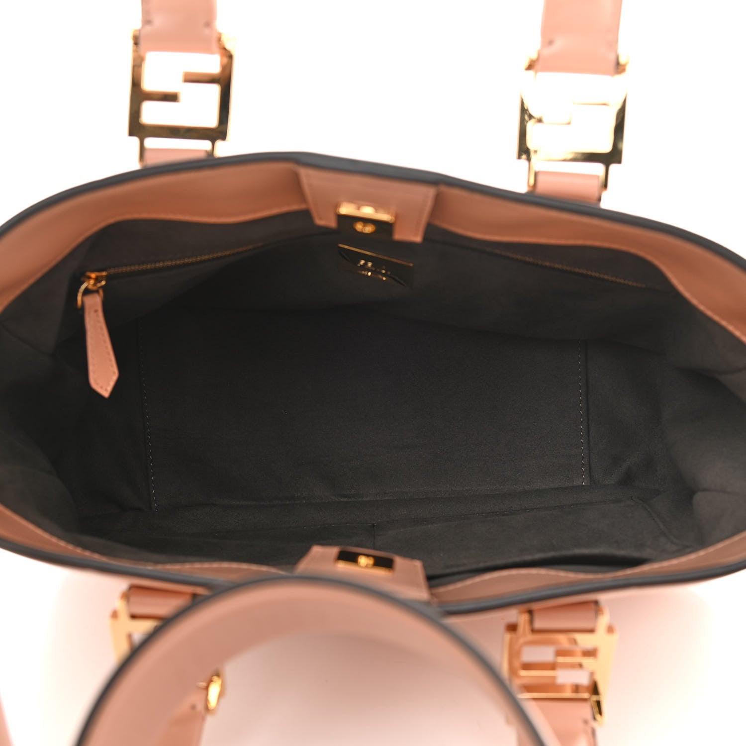 Fendi Vitello Glacier Small FF Tote Rosa Bourbon 5 of 9