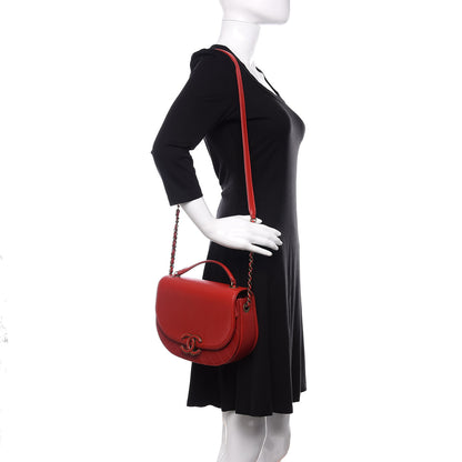 Chanel Shiny Calfskin Goatskin Quilted Medium Coco Curve Messenger Flap Red 2 of 10