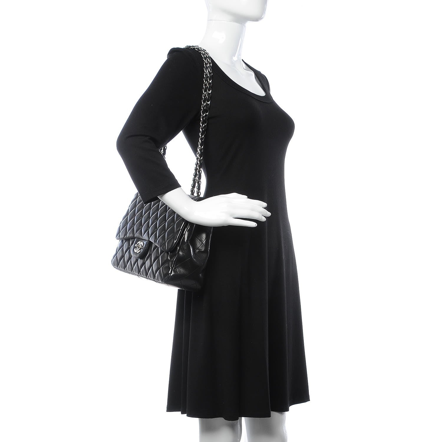 Chanel Lambskin Quilted Jumbo Single Flap Black 3 of 10