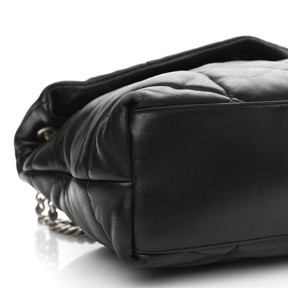 Saint Laurent Lambskin Quilted Medium Loulou Puffer Monogram Chain Satchel Black 8 of 12
