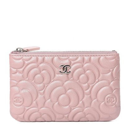 Chanel Goatskin Camellia Embossed Cosmetic Pouch Light Pink 1 of 7