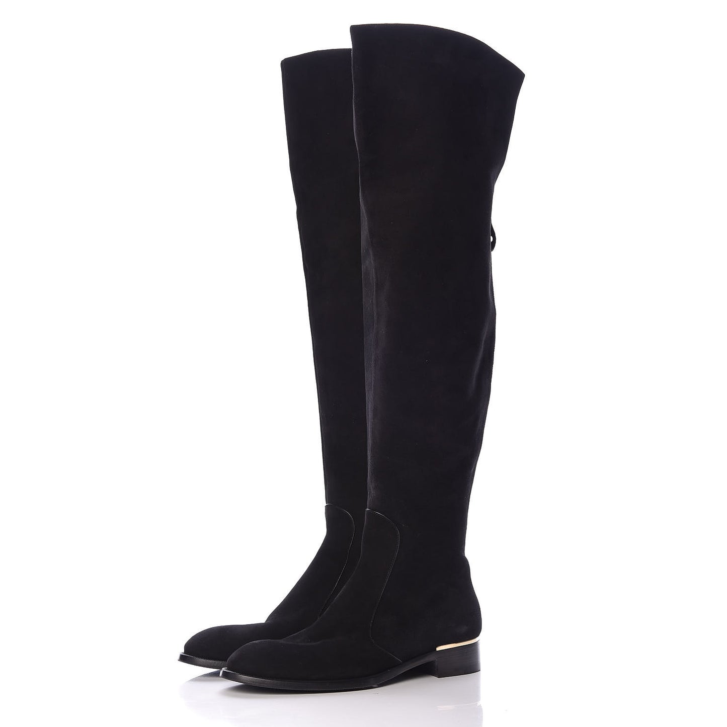 Suede Skyline Thigh High Flat Boots 39 Black