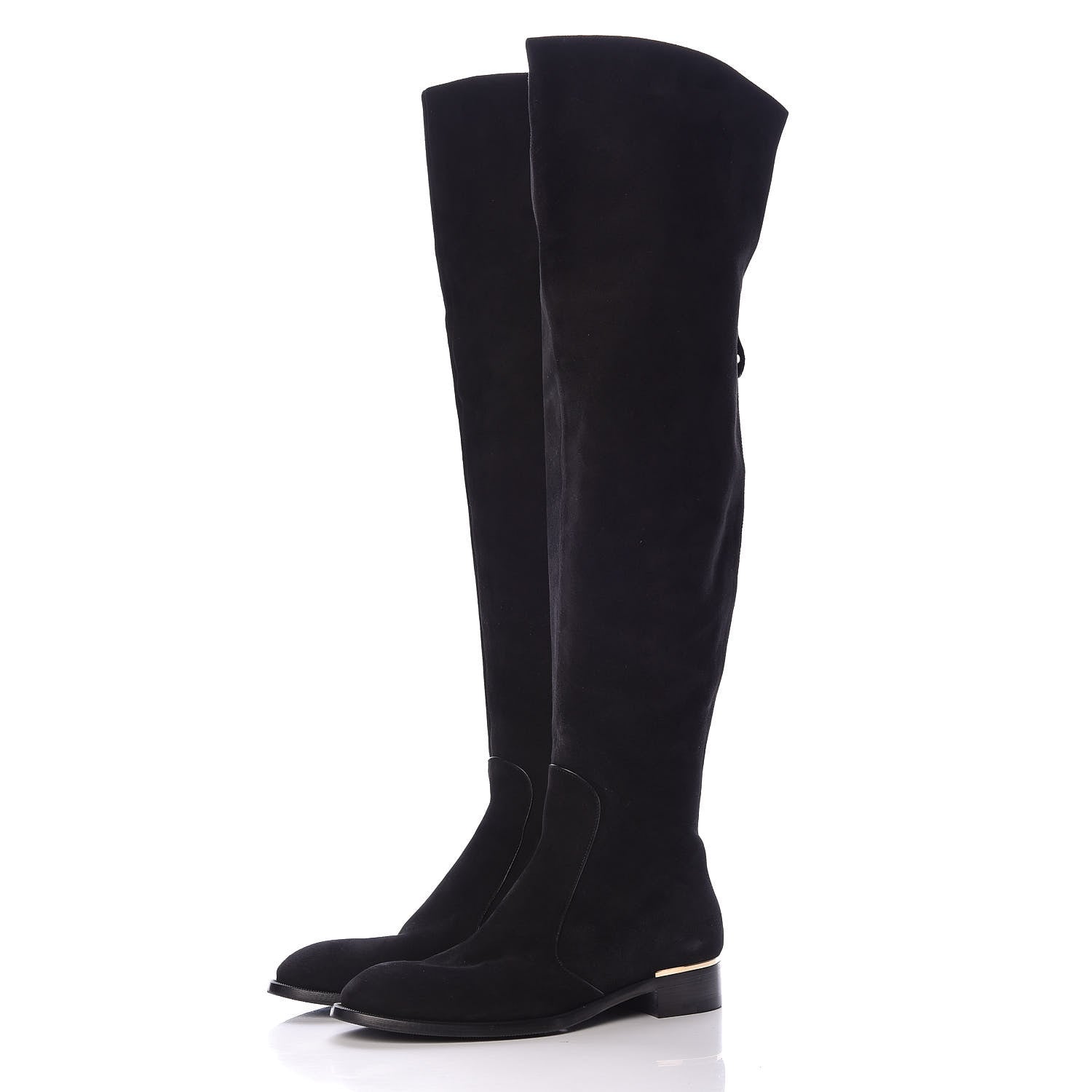 Louis Vuitton Suede Skyline Thigh High Flat Boots 39 Black 3 of 9