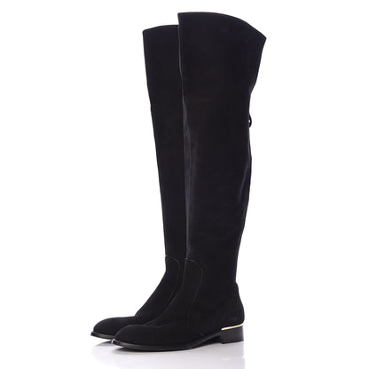 Louis Vuitton Suede Skyline Thigh High Flat Boots 39 Black 3 of 9