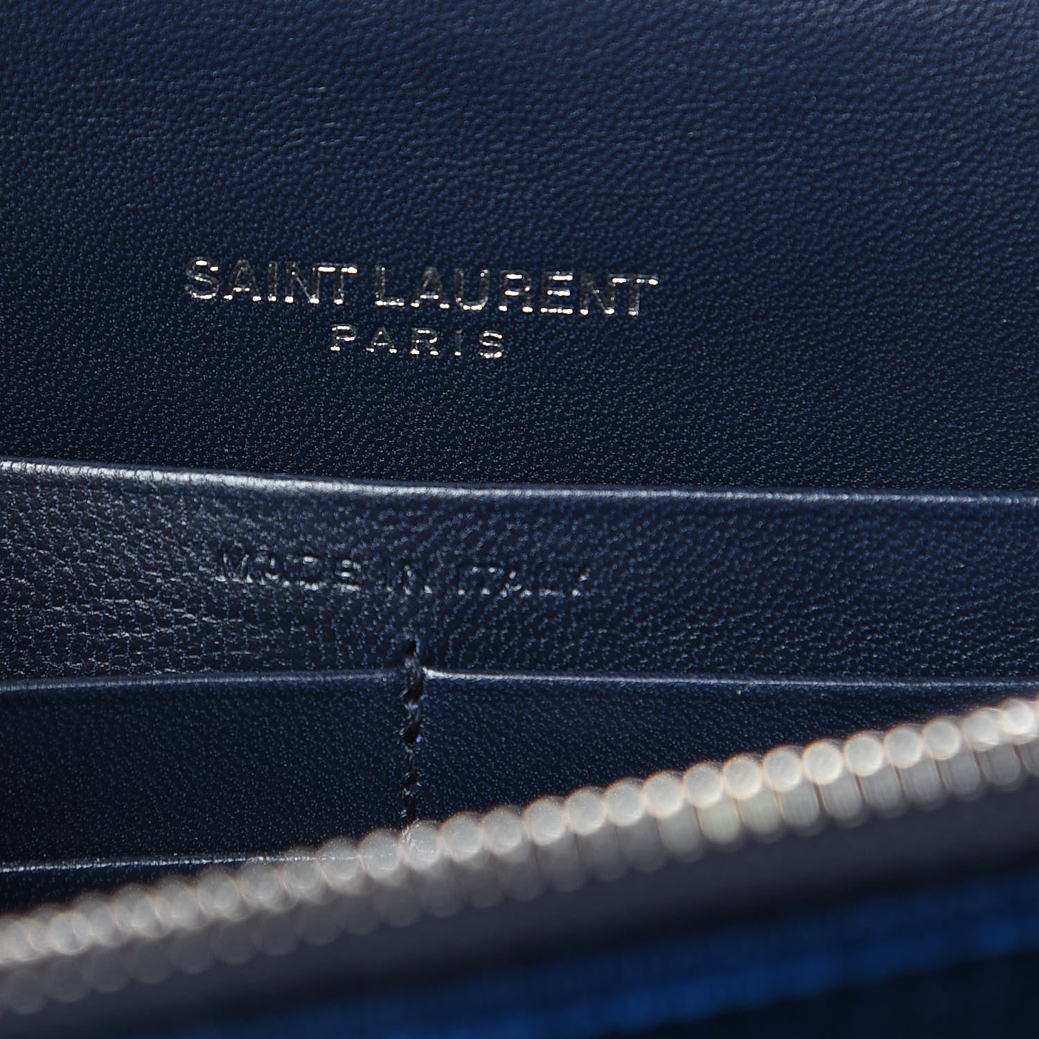 Saint Laurent Velvet Crystal Monogram Kate Tassel Chain Wallet Blue 6 of 11