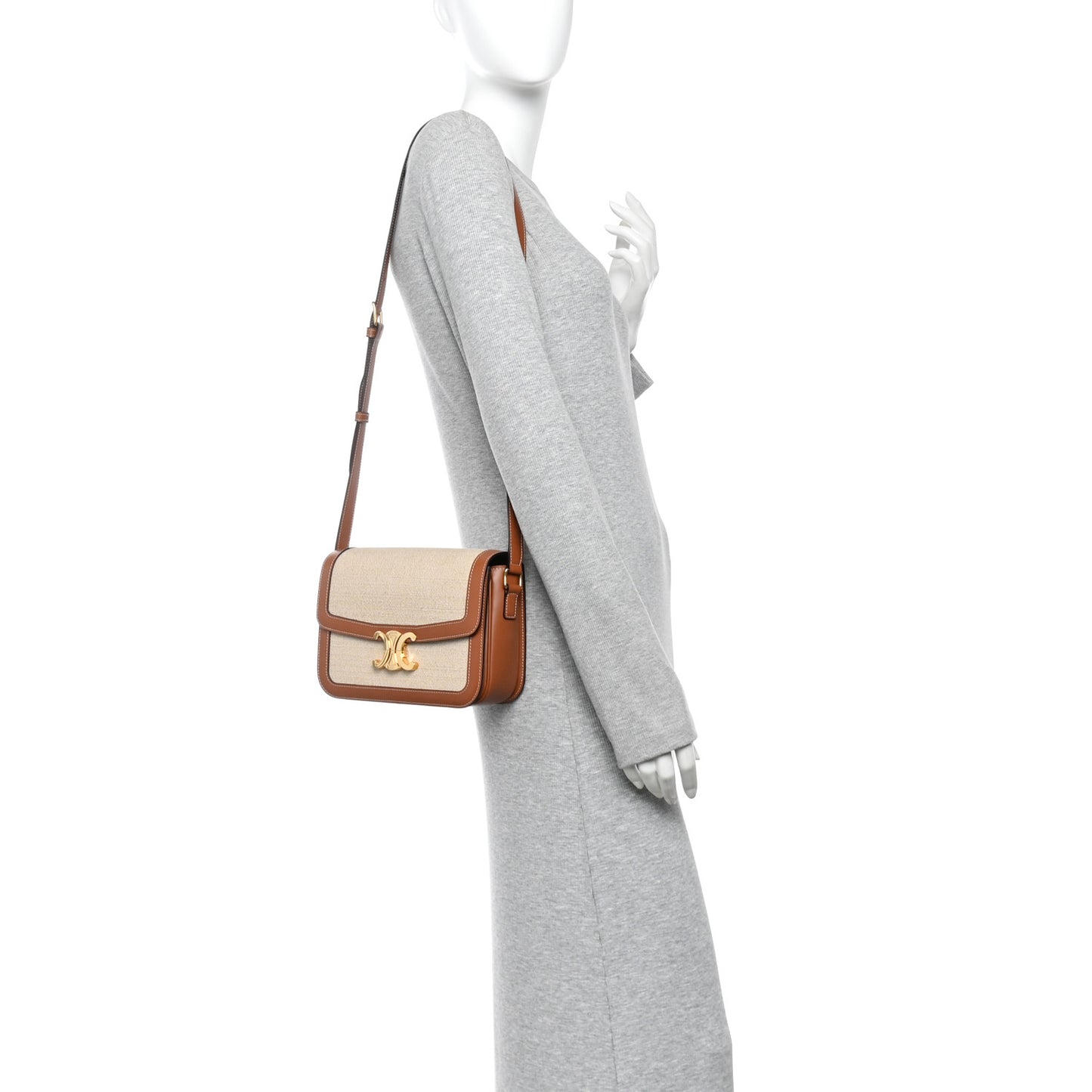 Textile Natural Calfskin Teen Triomphe White Tan