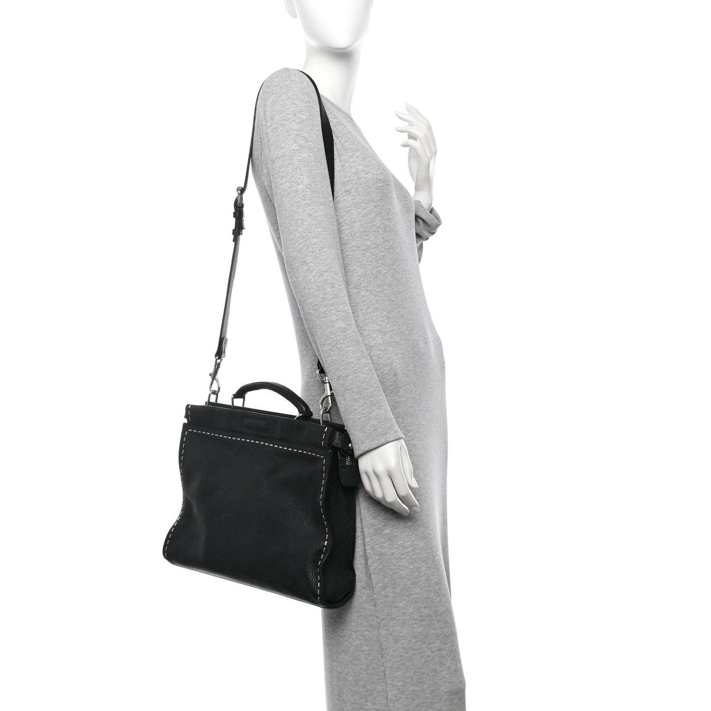 Cuoio Romano Selleria Studded Large Peekaboo Iconic Fit Satchel Black
