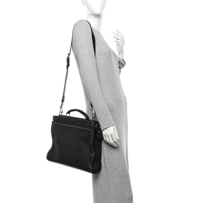 Fendi Cuoio Romano Selleria Studded Large Peekaboo Iconic Fit Satchel Black 2 of 10