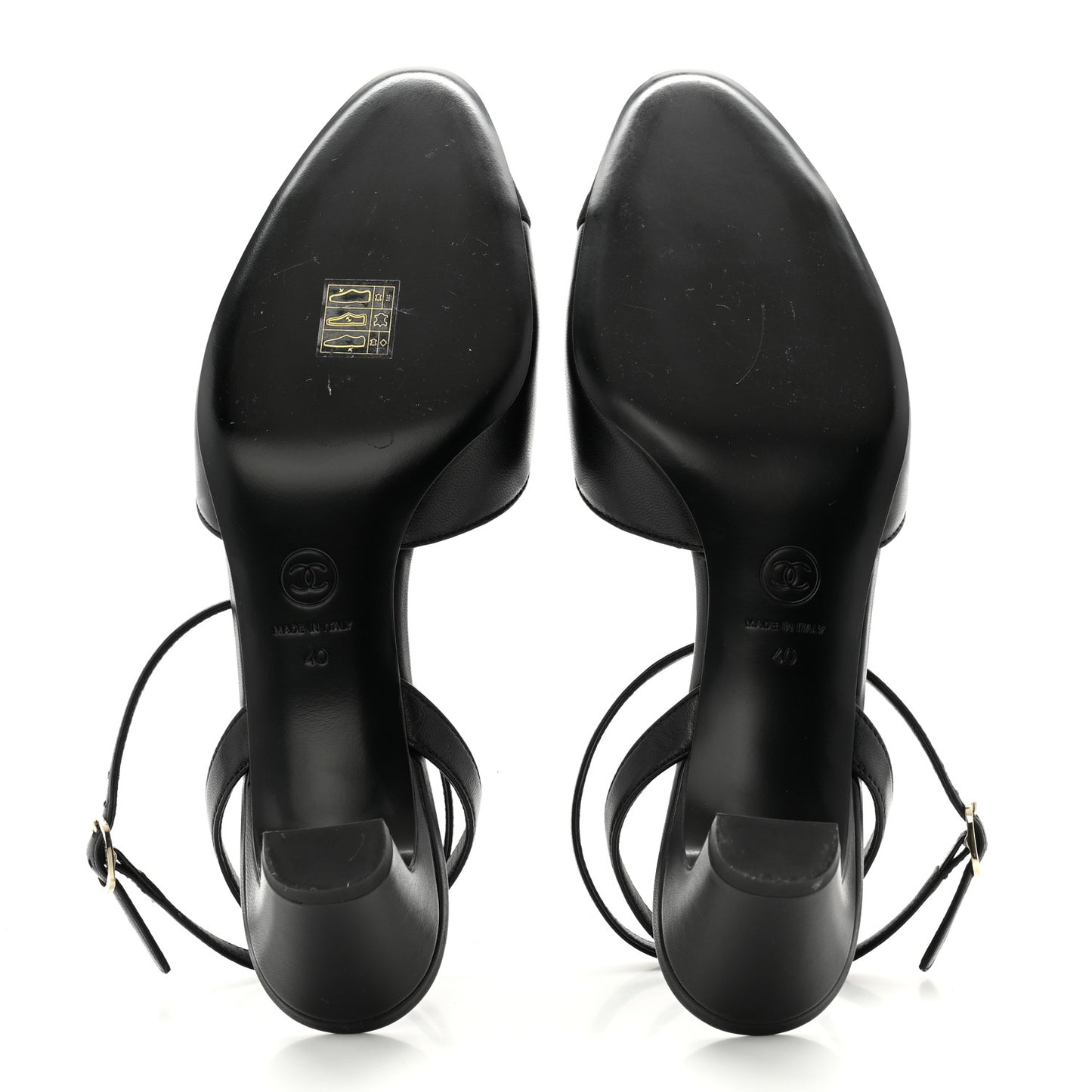 Lambskin Grosgrain Cap Toe CC Slingback Pumps 40 Black