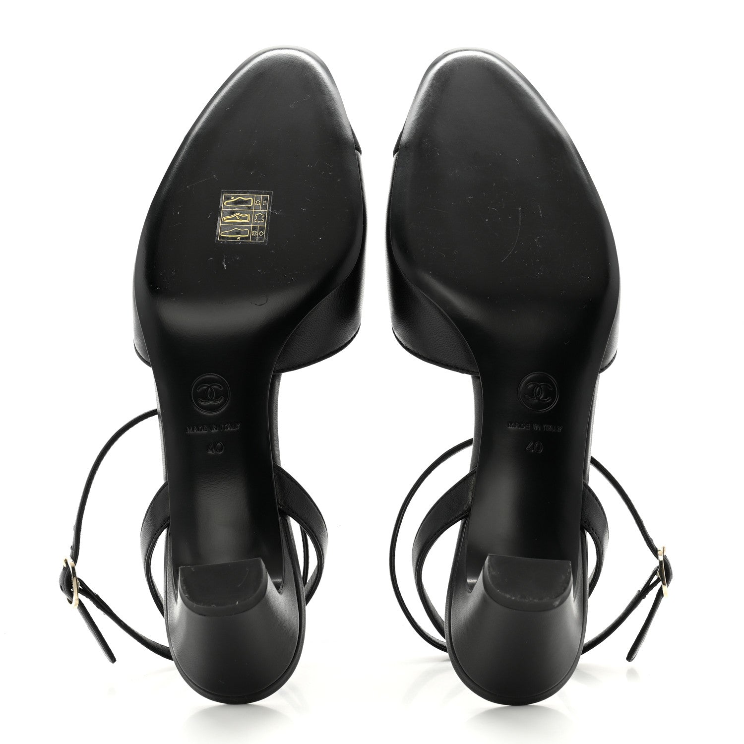 Chanel Lambskin Grosgrain Cap Toe CC Slingback Pumps 40 Black 5 of 11