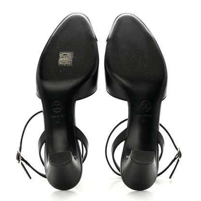 Chanel Lambskin Grosgrain Cap Toe CC Slingback Pumps 40 Black 5 of 11