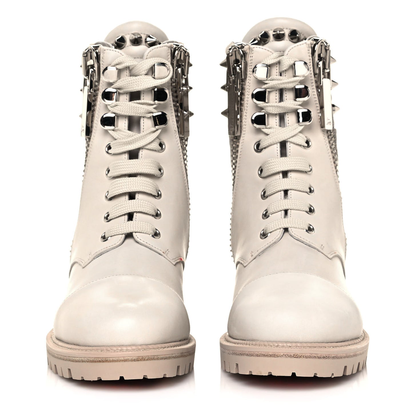 Calfskin Winter Spikes Combat Boots 37 White