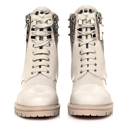 Christian Louboutin Calfskin Winter Spikes Combat Boots 37 White 2 of 9