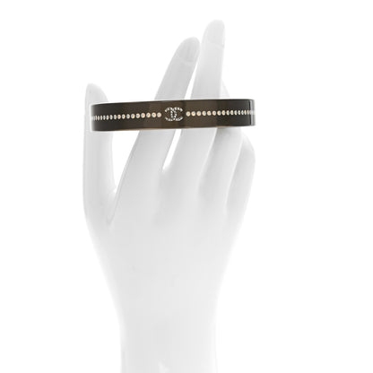 Chanel Resin Crystal CC Bangle Bracelet Black 2 of 5