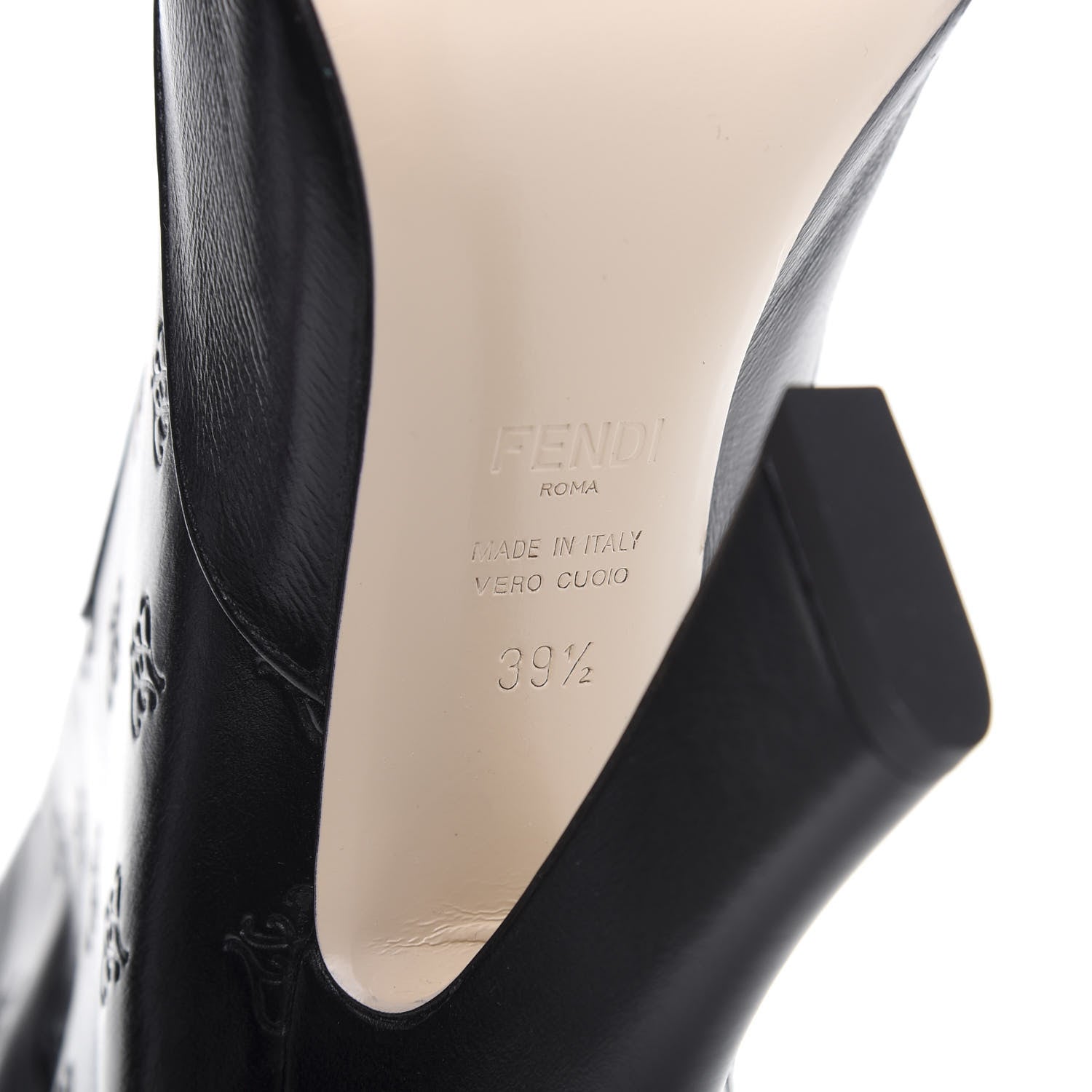Fendi Vitello Karligraphy Embossed FFreedom High Heel Ankle Boots 39.5 Black 8 of 8