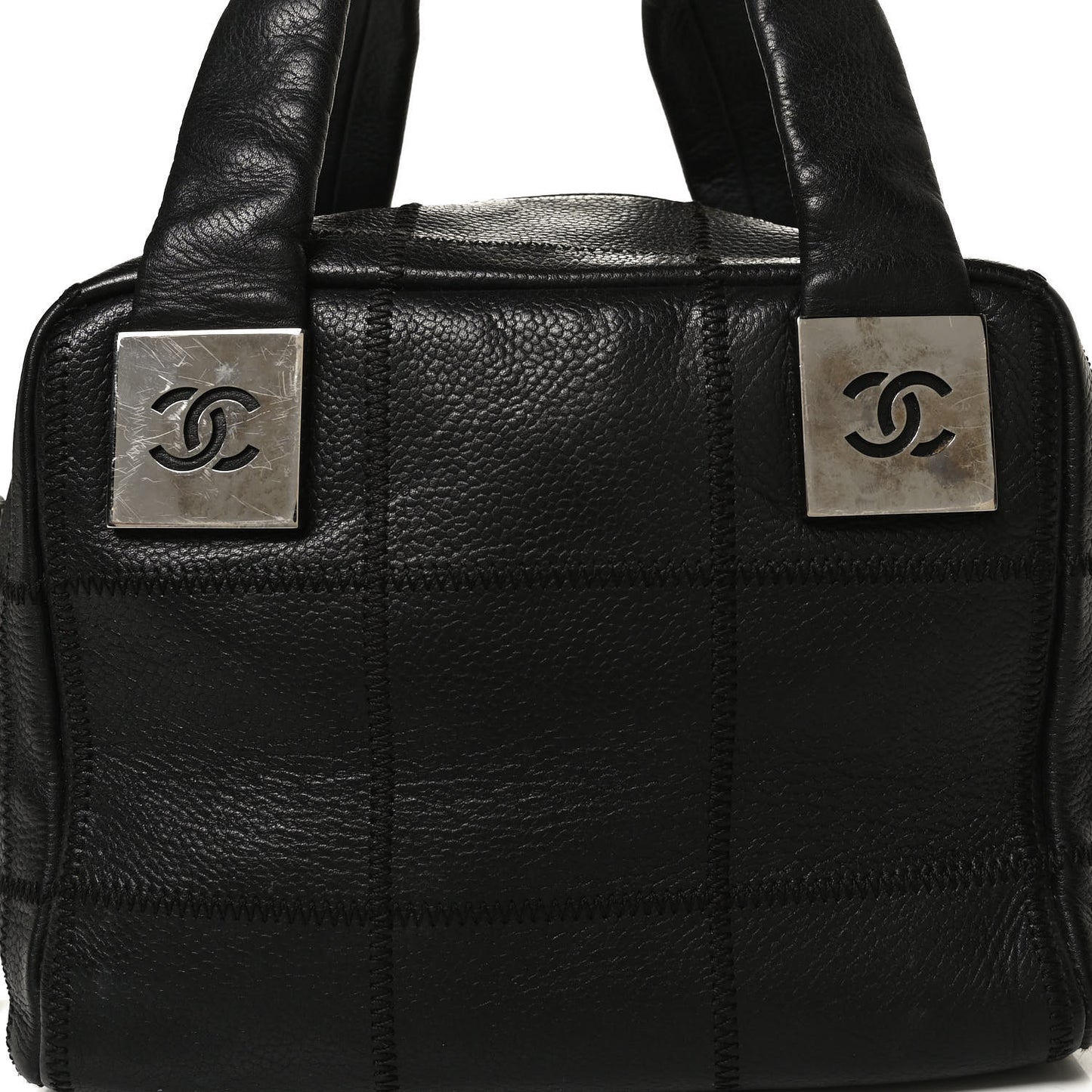 Caviar Square Stitched Tote Black