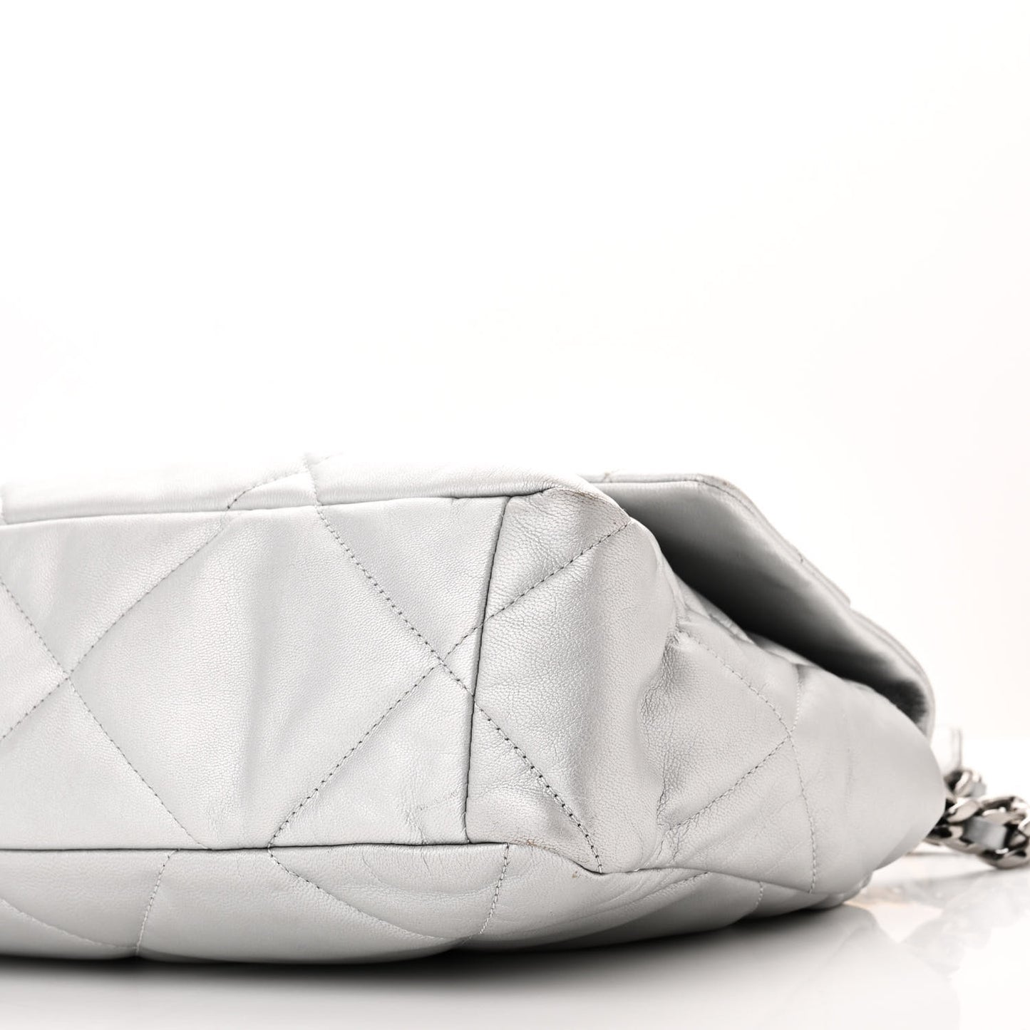 Metallic Quilted Large 19 Flap Silver