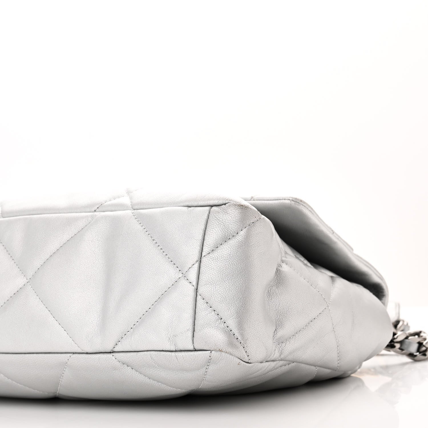 Chanel Metallic Quilted Large 19 Flap Silver 10 of 10