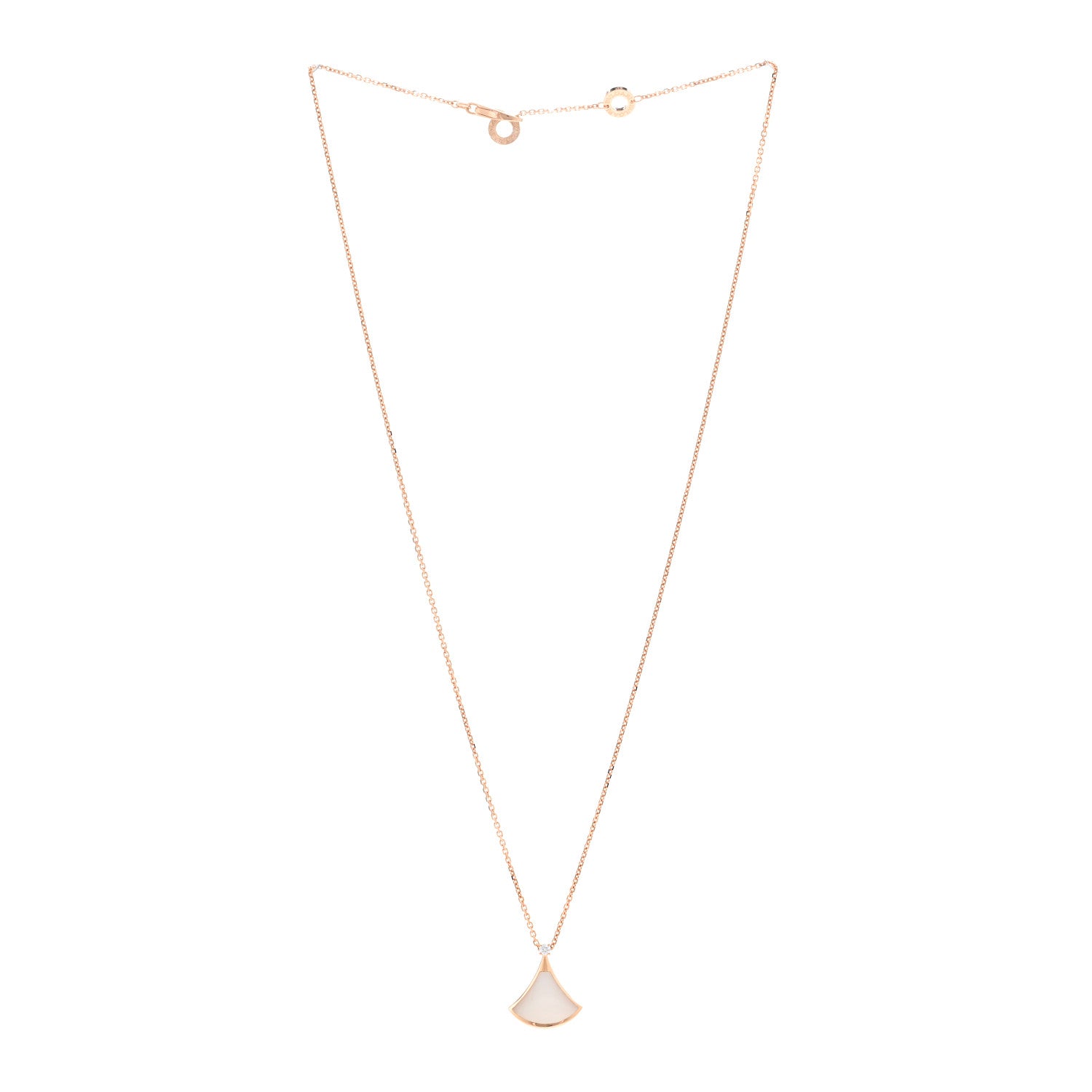 Bulgari 18K Rose Gold Diamond Mother of Pearl Small Divas' Dream Pendant Necklace 3 of 4