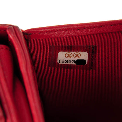 Chanel Lambskin Quilted French Flap Wallet Red 8 of 8