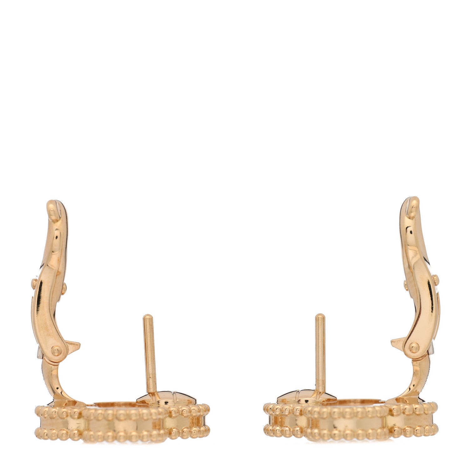Van Cleef & Arpels 18K Yellow Gold Mother of Pearl Vintage Alhambra Earrings 3 of 5