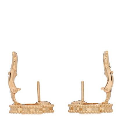 Van Cleef & Arpels 18K Yellow Gold Mother of Pearl Vintage Alhambra Earrings 3 of 5