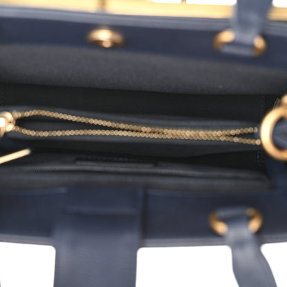 Chanel Grained Calfskin Stitched Small Lady Coco Top Handle Tote Navy 5 of 12
