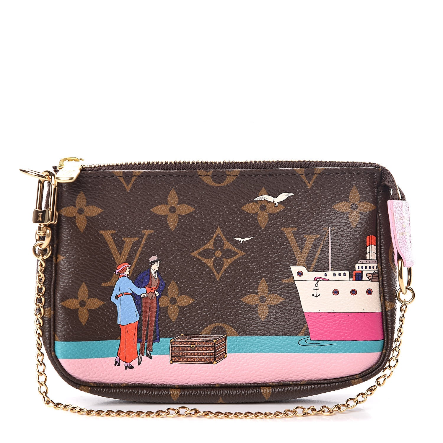 Louis Vuitton Monogram 2016 Christmas Animation Mini Pochette Accessories Rose Ballerine 1 of 8