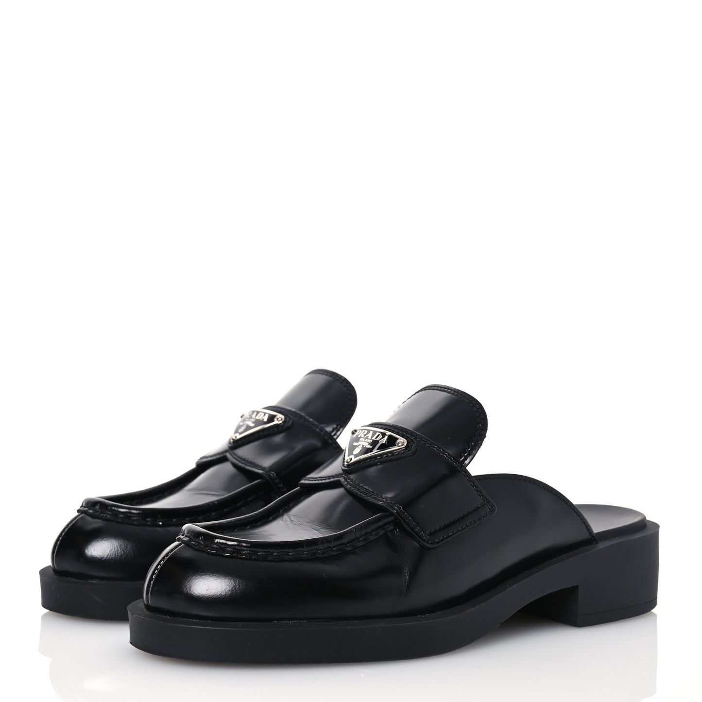 Spazzolato Triangle 40mm Loafer Mules 37 Black