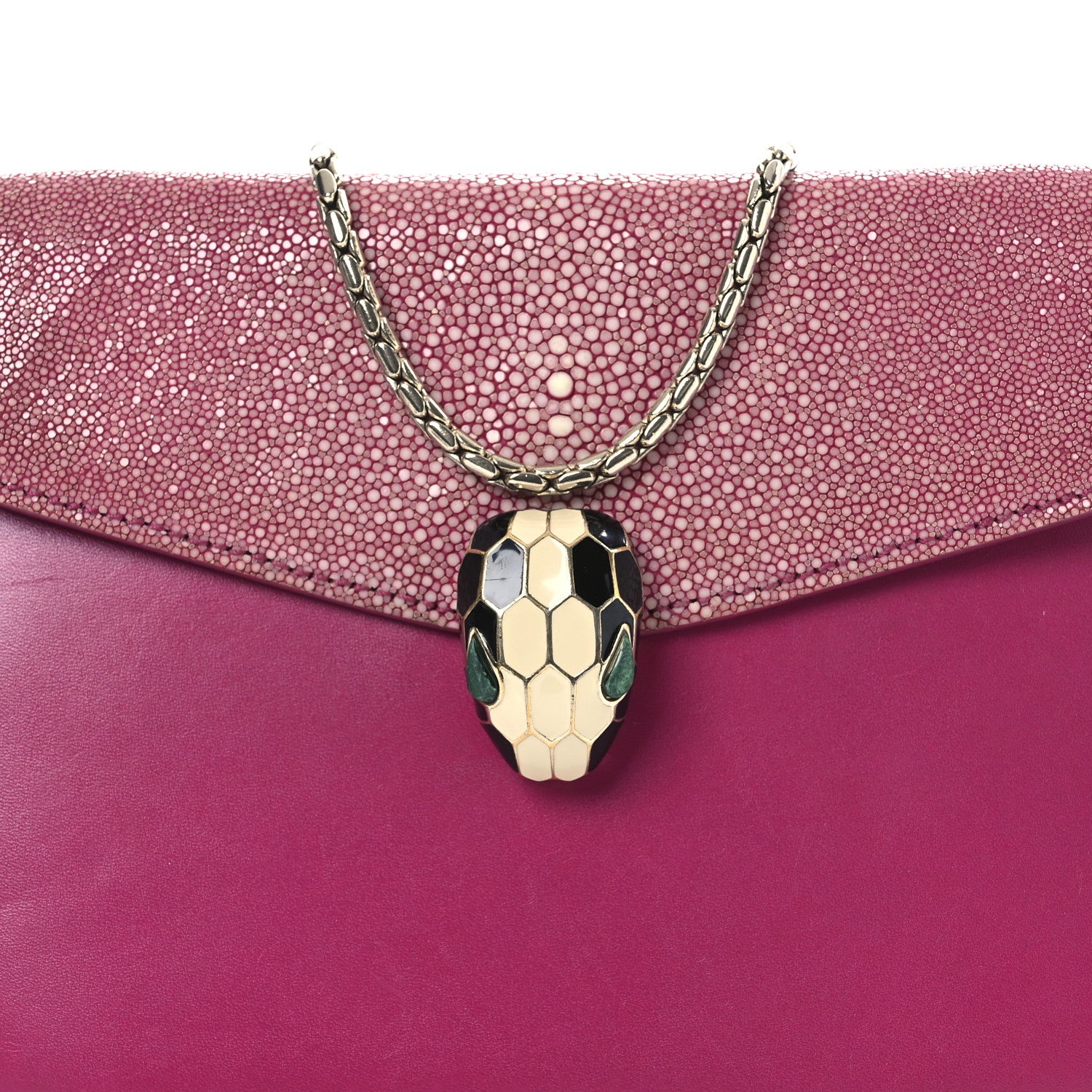Bulgari Calfskin Galuchat Serpenti Forever Crossbody Bag Dark Pink 9 of 14