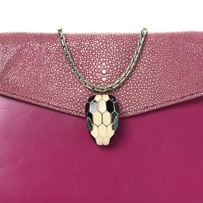 Bulgari Calfskin Galuchat Serpenti Forever Crossbody Bag Dark Pink 9 of 14