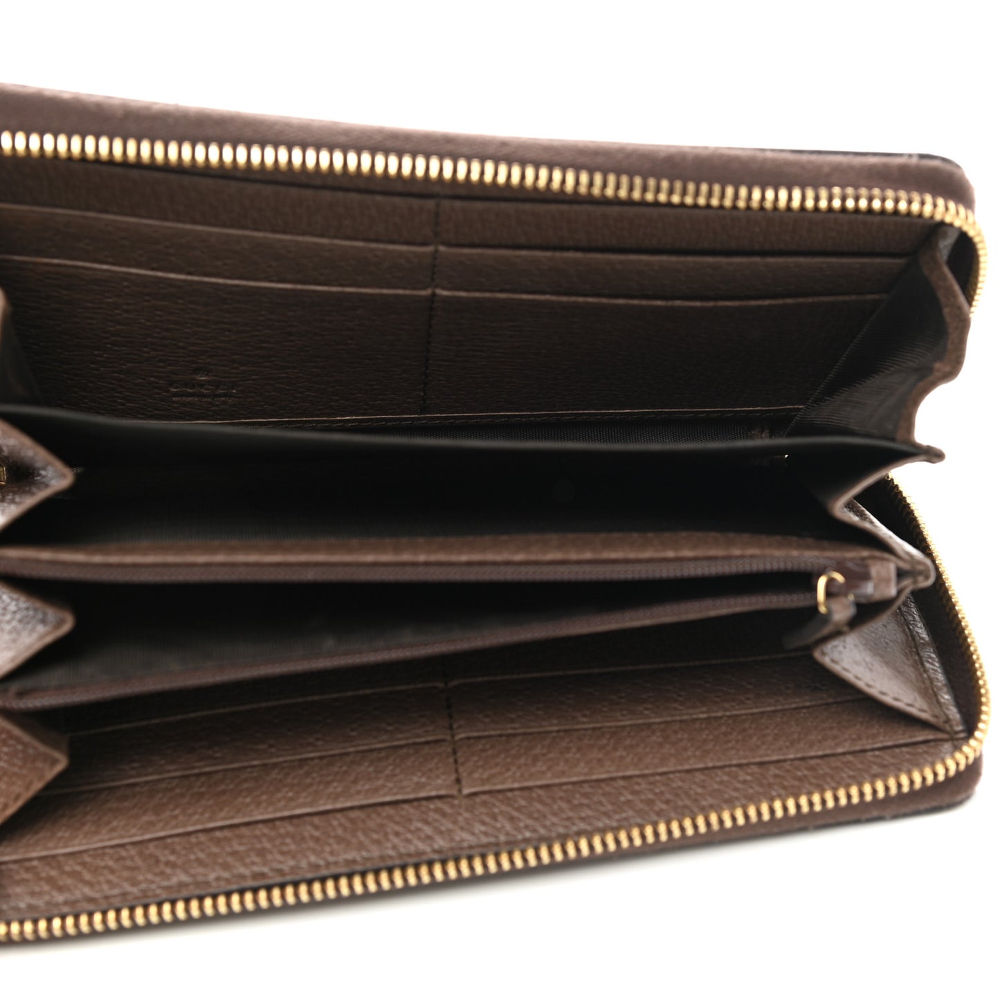 GG Supreme Monogram Web Ophidia Zip Around Wallet Brown