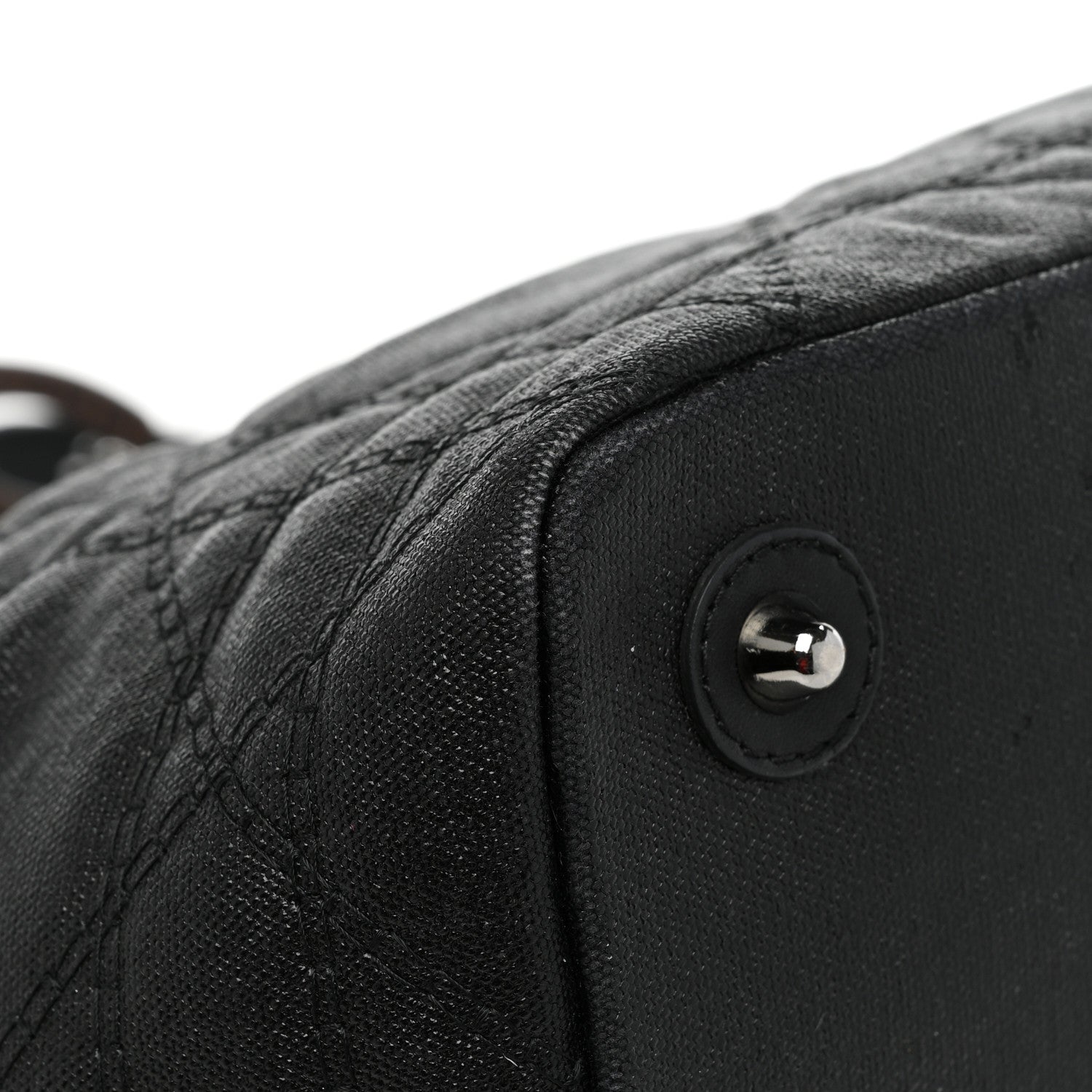 Christian Dior Coated Canvas Cannage Large Panarea Wood Tote Black 15 of 19