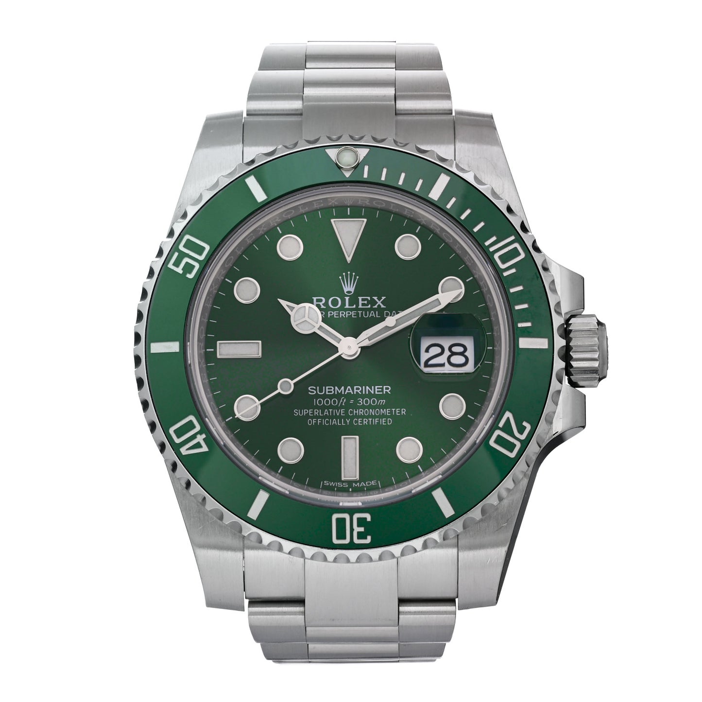 Stainless Steel 40mm Oyster Perpetual Submariner Date Hulk Watch Green 116610LV