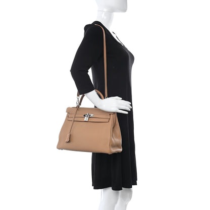 Hermes Taurillon Clemence Kelly Retourne 32 Camel Tabac 2 of 13