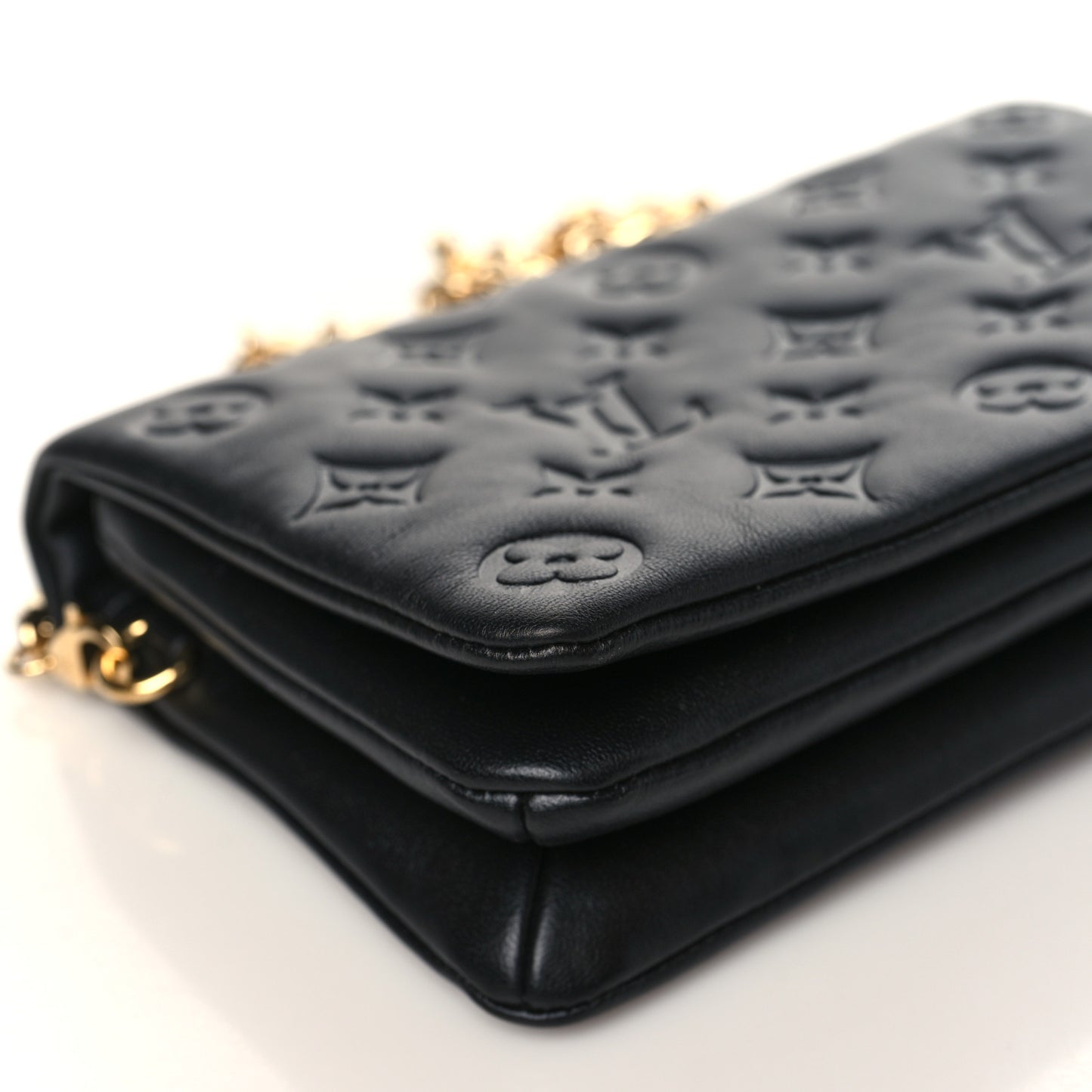 Lambskin Embossed Monogram Pochette Coussin Black