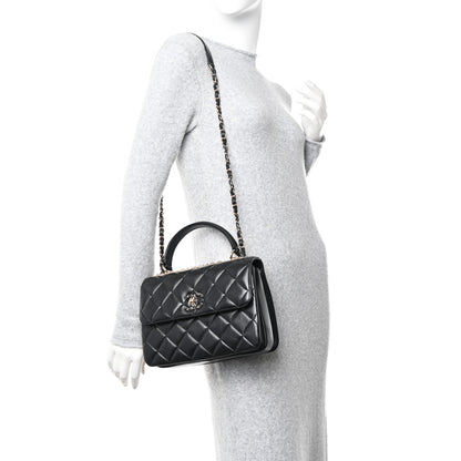 Chanel Lambskin Quilted Small Trendy CC Chain Dual Handle Flap Bag Black 2 of 11