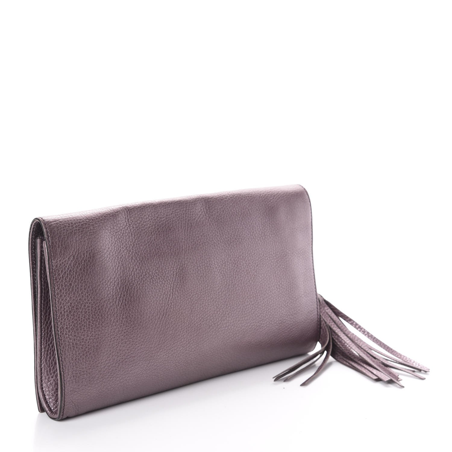 Gucci Metallic Pebbled Calfskin Medium Soho Clutch Purple 3 of 9
