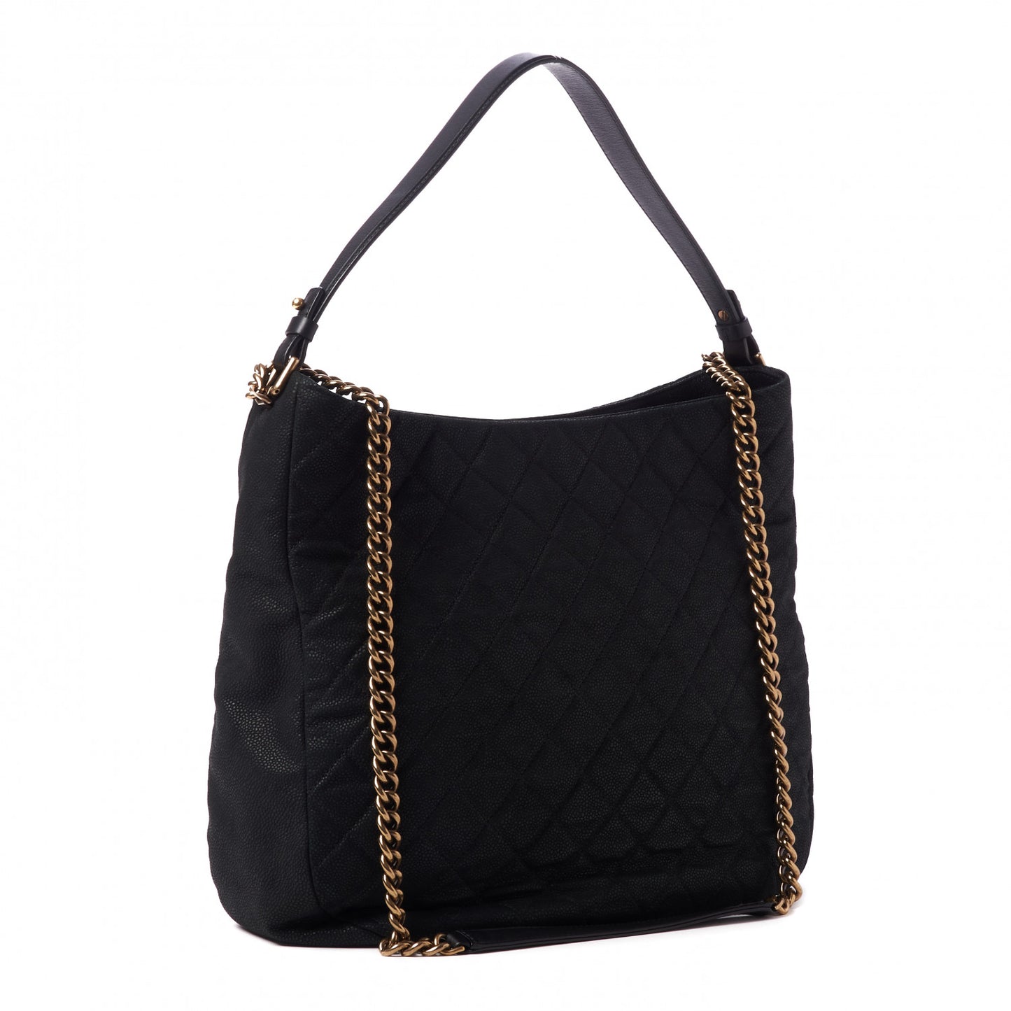 Iridescent Caviar Quilted Country Chic Hobo Black